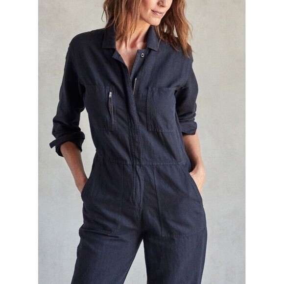 OuterKnown Station Jumpsuit Organic Cotton/Linen Blend Black Coverall sz S NWT - Picture 10 of 12